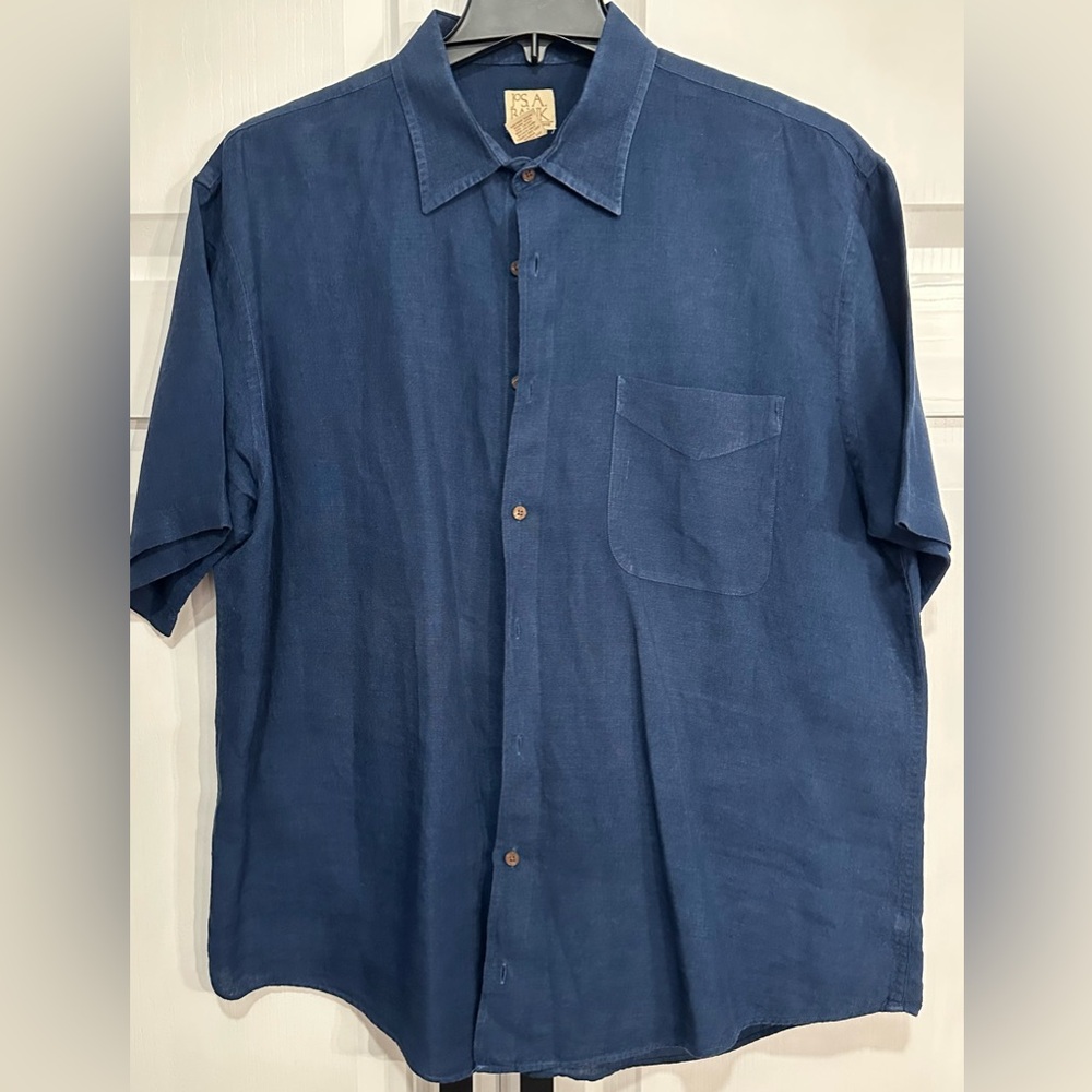 Jos. A. Bank Navy Casual Linen Button Down Shirt